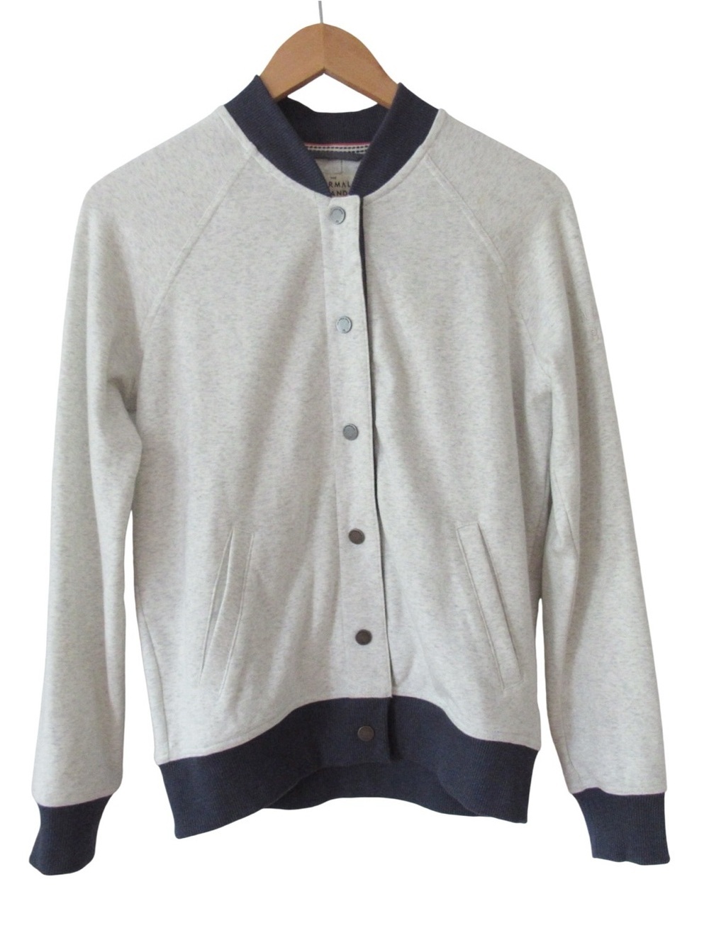 The Normal Brand Puremeso Duke Bomber Jacket XS Gray Snap Front Pockets Preppy